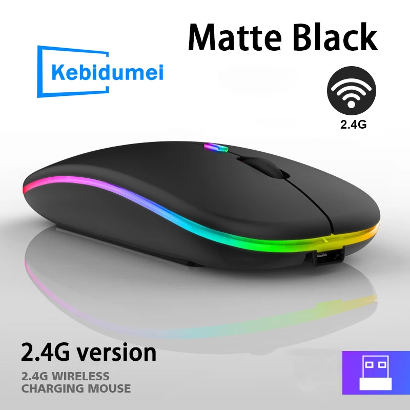 2,4 GHz Wireless Mouls nabíjanie Luminát USB Mouse Gamer RGB LED Office tichá prenosná myš pre tablet PC PC LAPTOP 1600DPI