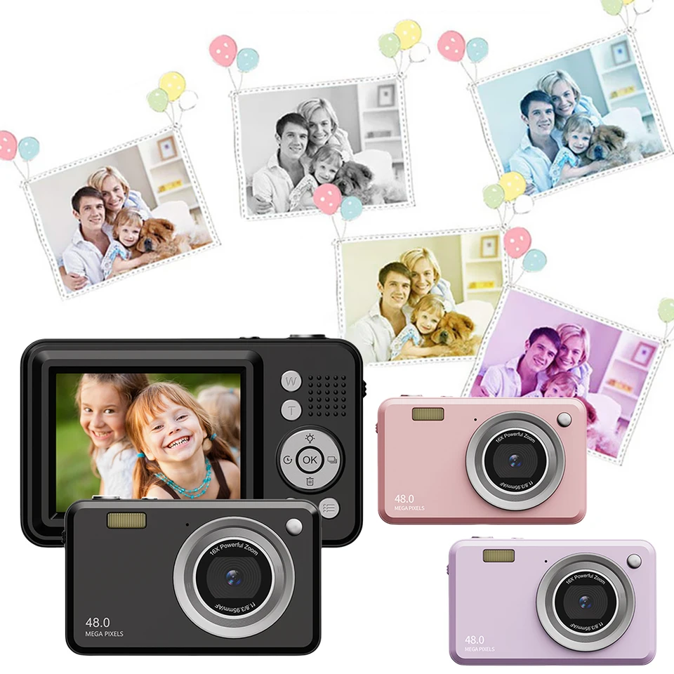 2,4 palcový digitálny fotoaparát Nabíjateľné fotoaparáty HD 1080p Point a Shoot Camera 500W kamera pre deti pre začiatočníkov