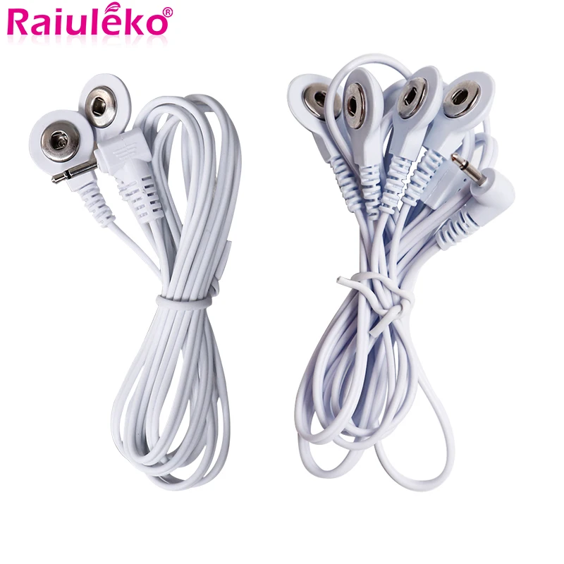 2/4Buttons Elektroterapia elektród olovo elektrický nárazový kábel pre svalovú masážnu terapiu Elektródy rukavice desiatok akupunktúra