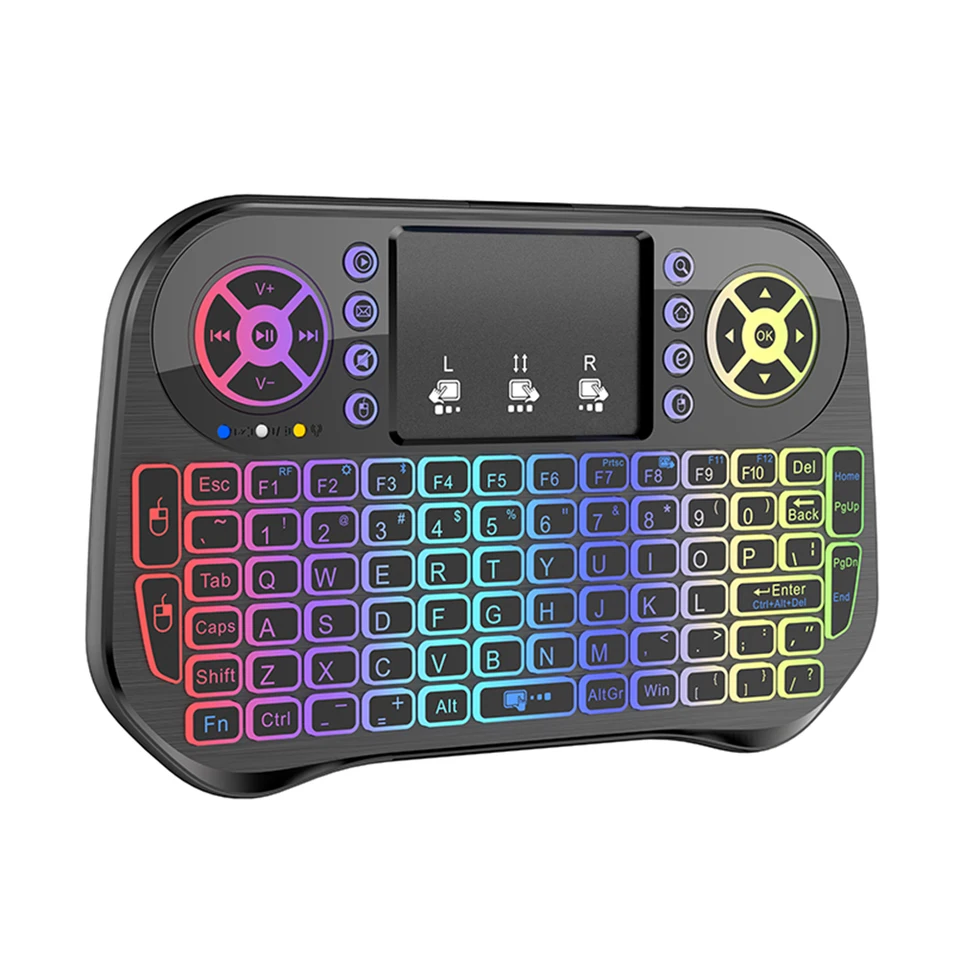 2,4G Fly Mouse TouchPad 7 Farbová podsvietená klávesnica Klávesnica Nabíjateľná Bluetooth-kompatibilná pre laptop PC pre Android/Windows/Mac OS