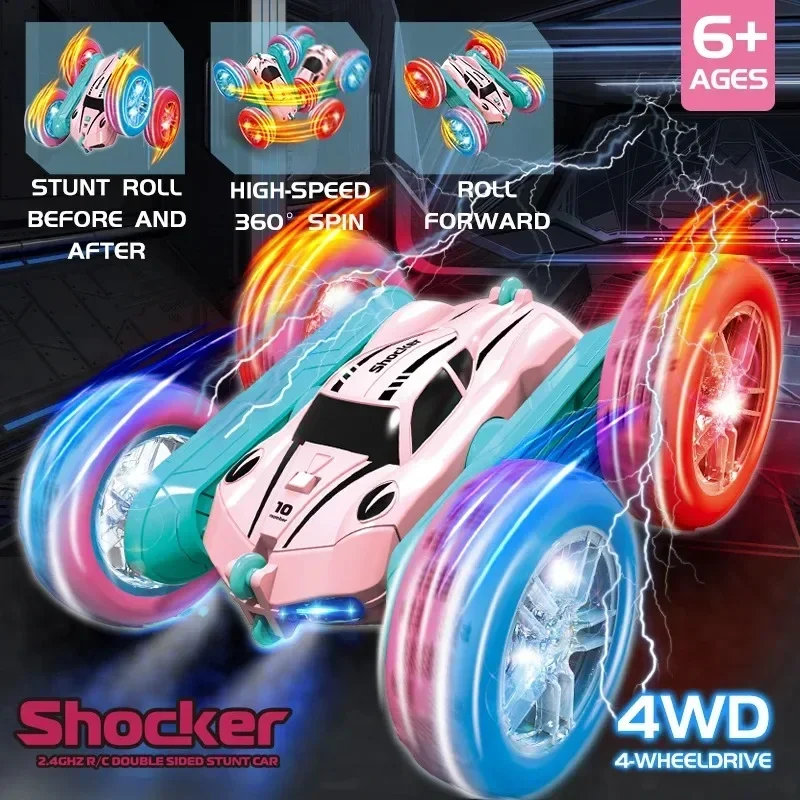 2,4G RC Stunt CAR Deti obojstranné flip diaľkové ovládanie vozidla 360 stupňov Out of Road RC Drift Cars for Pink Girls Hračky