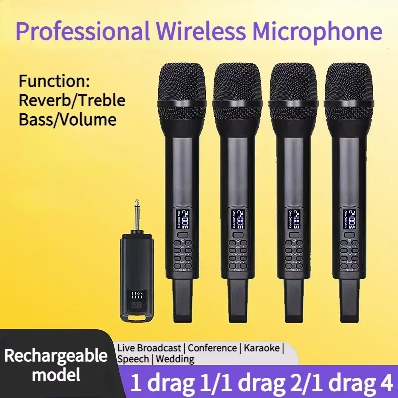 2,4G UHF bezdrôtové ručné vreckové vreckové karaoke Bluetooth nabíjateľný mikrofón s prijímačom, ktorý vykonáva profesionálny domov KTV