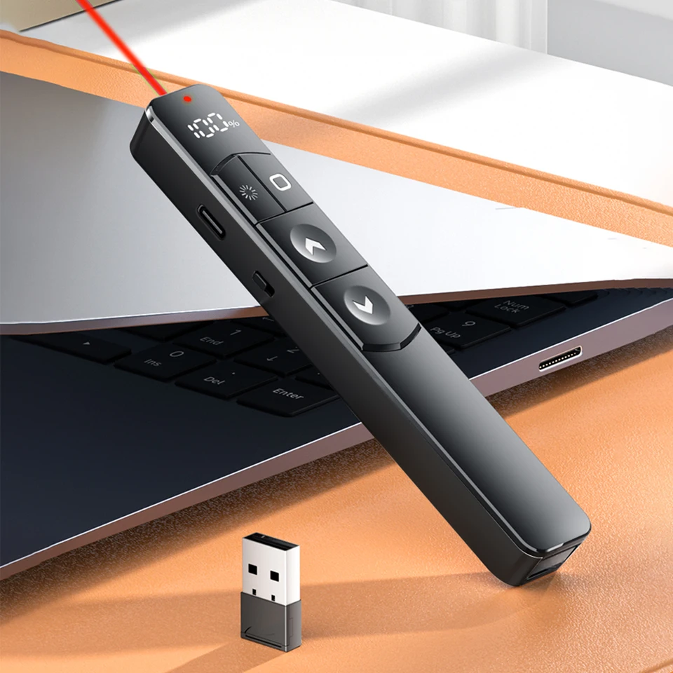 2.4G Wireless Laser Prezentácia Ukazovateľ pre program PowerPoint PPT kompatibilný s Mac/Windows/Linux pre otáčanie stránky podpory prenosného počítača Mac