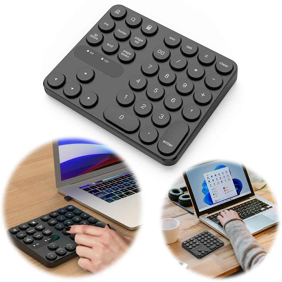 2,4G Wireless Mini Numeric Keypad 35 Kláves Digitálna klávesnica Numpad Externá klávesnica pre prenosný počítač Desk PC Mac Mac