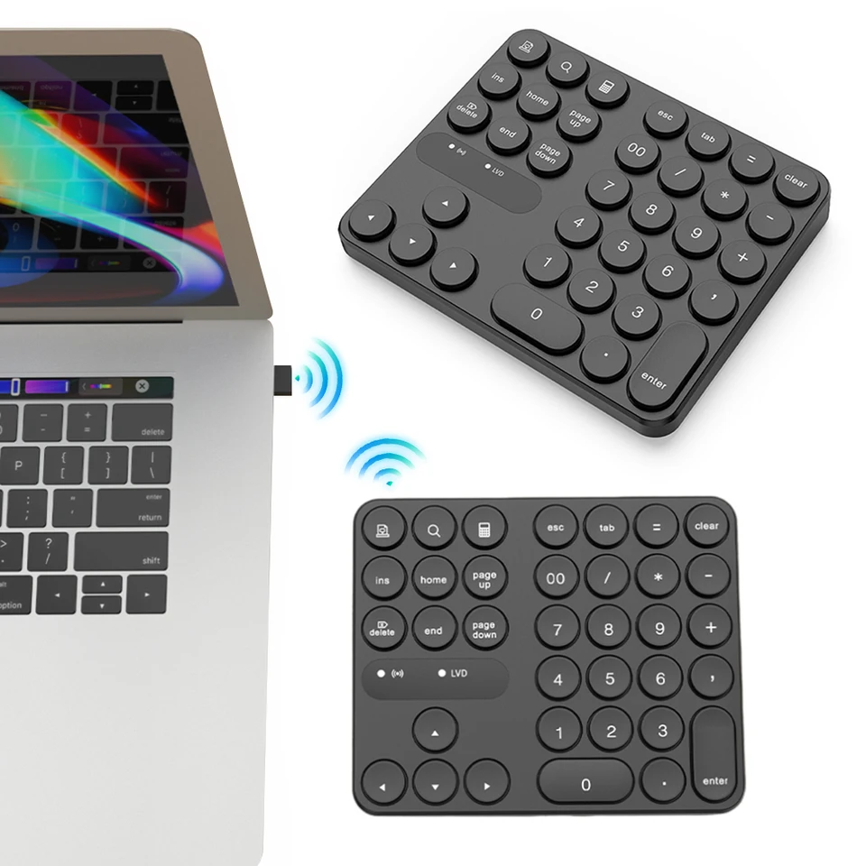 2.4g Wireless Mini Numeric Keypad 35 Klávesy Digitálna klávesnica Číslo PAD PAD Externá klávesnica pre prenosný počítač Desk PC Mac Mac