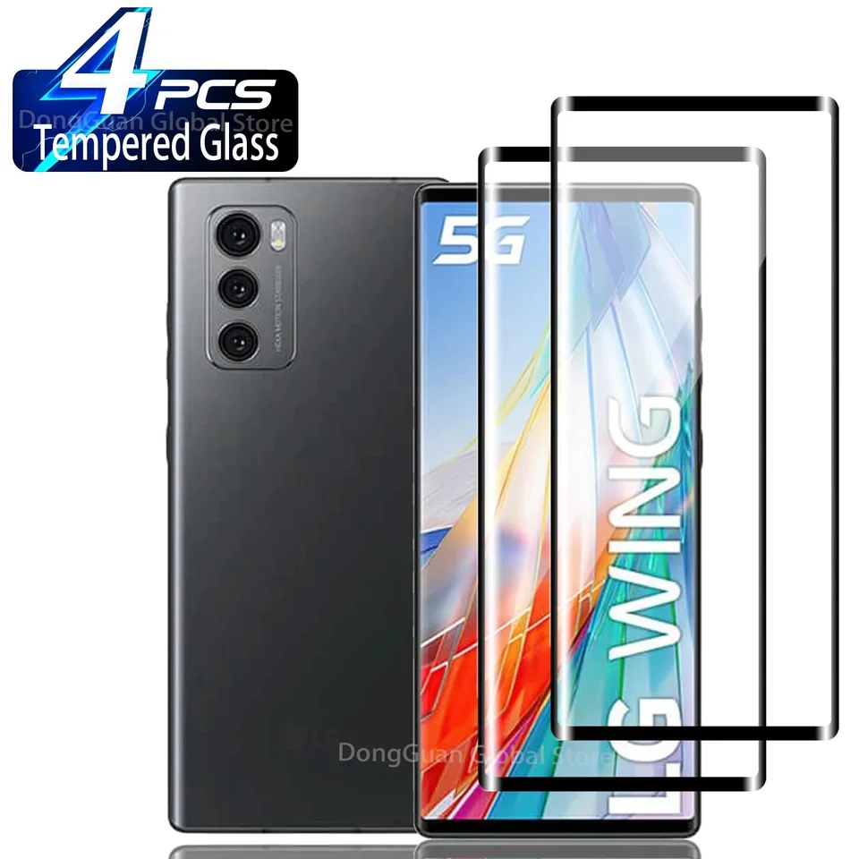 2/4ks 3D zakrivené temperované sklo pre LG Wing 5G Screen Protector