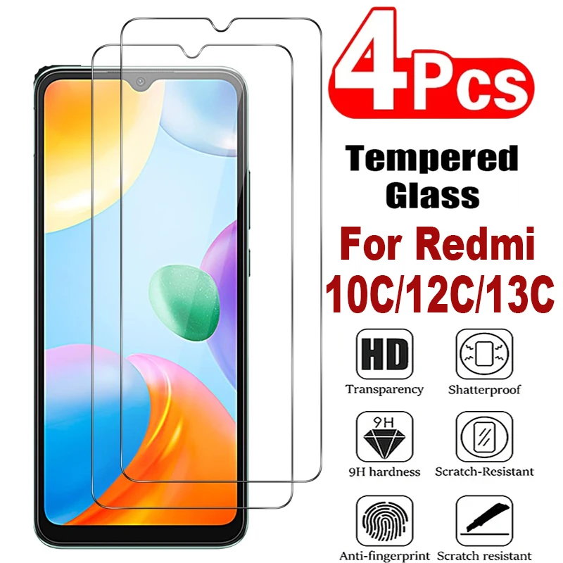 2/4ks 9h temperované sklo pre Xiaomi Redmi 13C 12C 10C HD