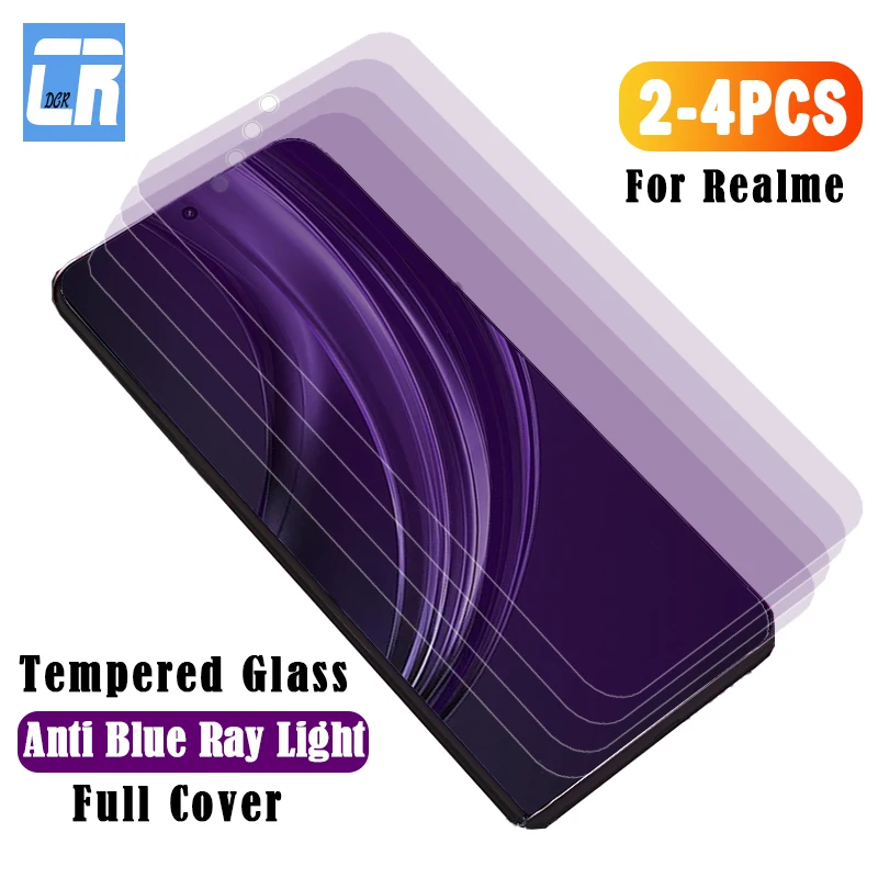2-4ks anti modré svetlo temperované sklo pre Realme 13 12 Plus 11 11x 10 5G 10S 10T 8i 7 9 Pro Plus Q5 Q3S Ochrana obrazovky