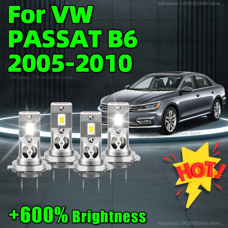 2/4ks LED svetlomety auta H7 CSP Chip 60000LM Auto Lamp Turbo ventilátor pre VW Passat B6 2005 2006 2007 2008 2008 2009 2010