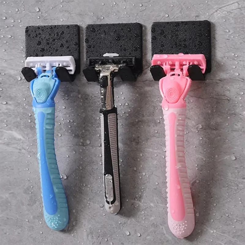 2/4ks na držiteľ držiteľa držiteľa britvy na stenu namontovanú kúpeľňu pre sprchový háčik na haúle gillette holiaci strojček holiaci holiaci strojček Čierny plastový háčik 2024