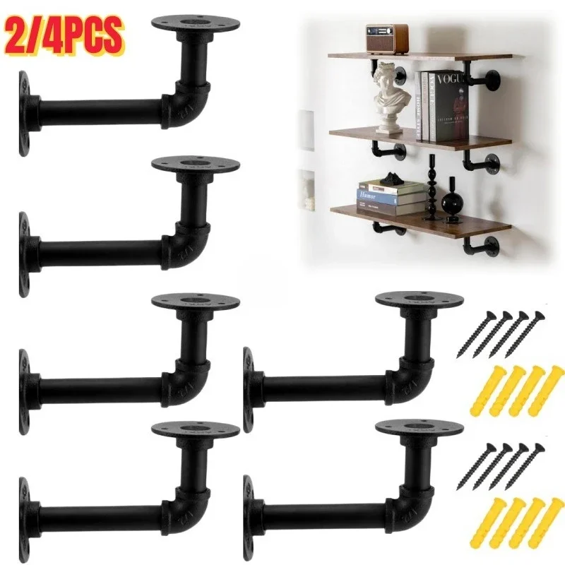 2/4ks potrubie Pipe Držiak na konzolu Iron Industrial Pipe Pipe Bracket Montážny držiak držiaka držiakov na úložné priestory Racks Domáce doplnky