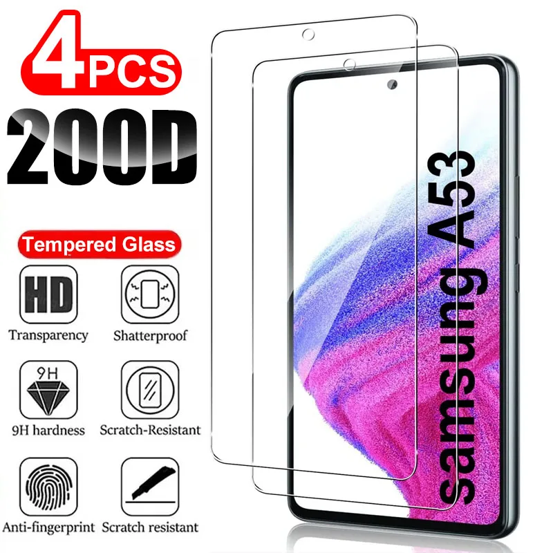 2/4ks temperované pre Samsung Galaxy A53 A52 A52S A54 A73 A72 S23FE S20FE S21FE 5G Protector Glaster Scretec Glaster