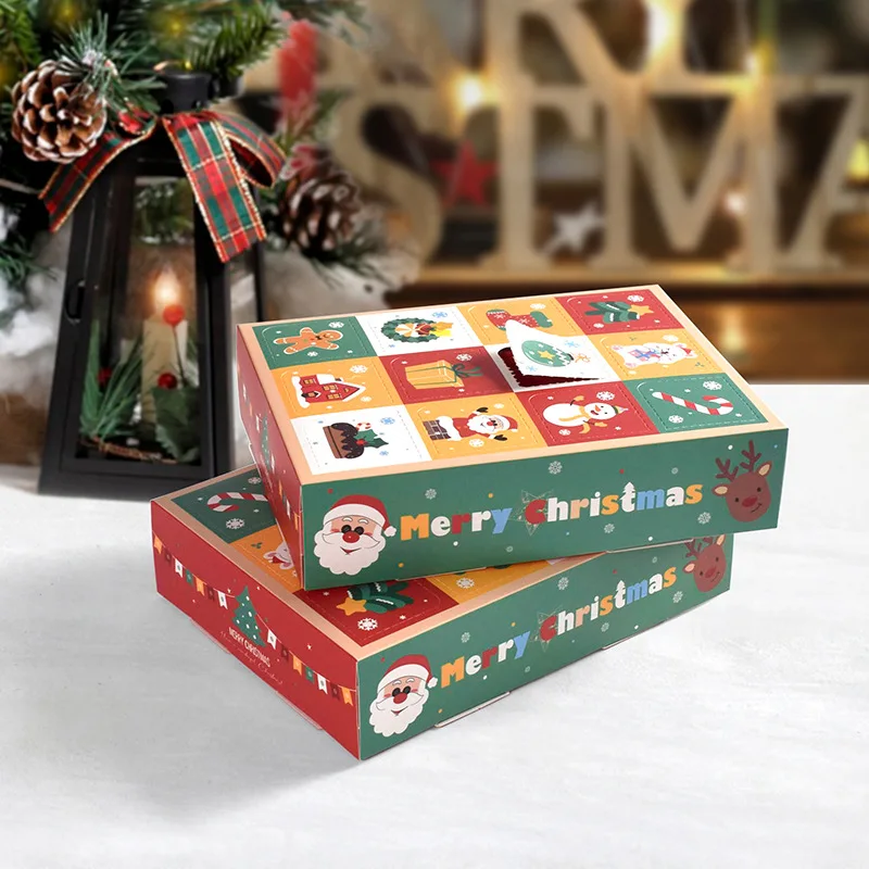 2/4ks vianočné vianočné darčekové krabičky 12 grid DIY prekvapenie boxu odpočítavanie advent kalendár krabica pokrytá s vianočnými darčekmi