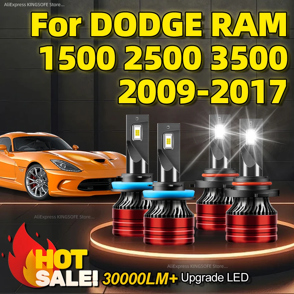 2/4ks vysoká kvalita 200W HB3 H11 Bulb Canbus LAMG LED svetlomet pre Dodge RAM 1500 2500 3500 2009 2010 2011 2012 2012 2014-2017