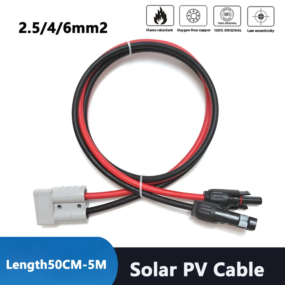 2,5/4/6mm2 predlžovací kábel solárneho panela 14/12/10awg s konektorom/krúžkovým terminálom 50A 30A pre batériu a solárny panel Pripojte sa