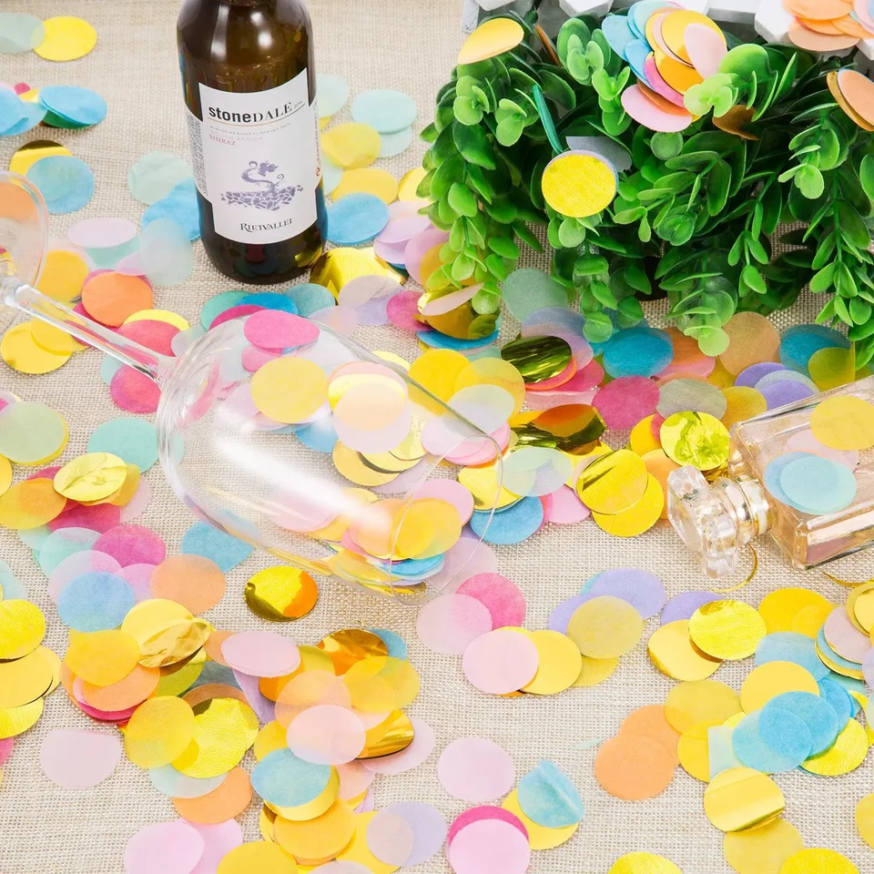 2,5 cm Konfetti ružové zlato MXED okrúhly hodvábny papier konfetový balónový stôl Konfetové svadobné mariage výročie