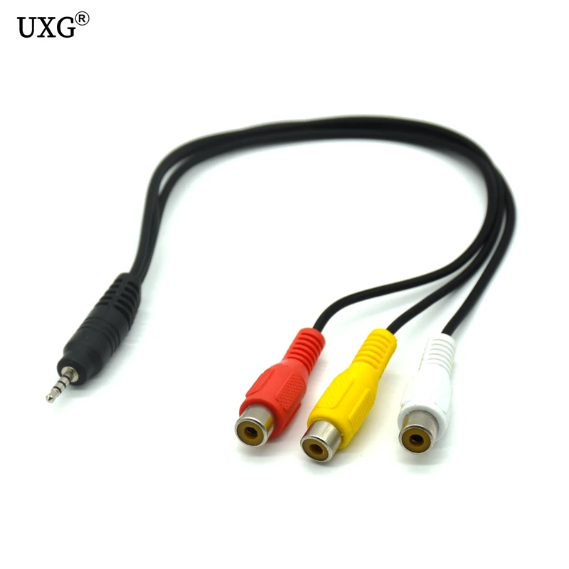 2,5 mm Jack Muž do 3 RCA Ženský kompozitný zvukový video adaptér kábel 3RCA Audio Connector Prevodník AV kábel AV kábel