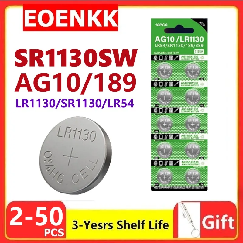 2-50MAH AG10 SR1130 LR1130 189 Gombík Pilas batérie 389 LR54 L1131 389A 1,5 V alkalické mince bunky pre hodinovú batériu