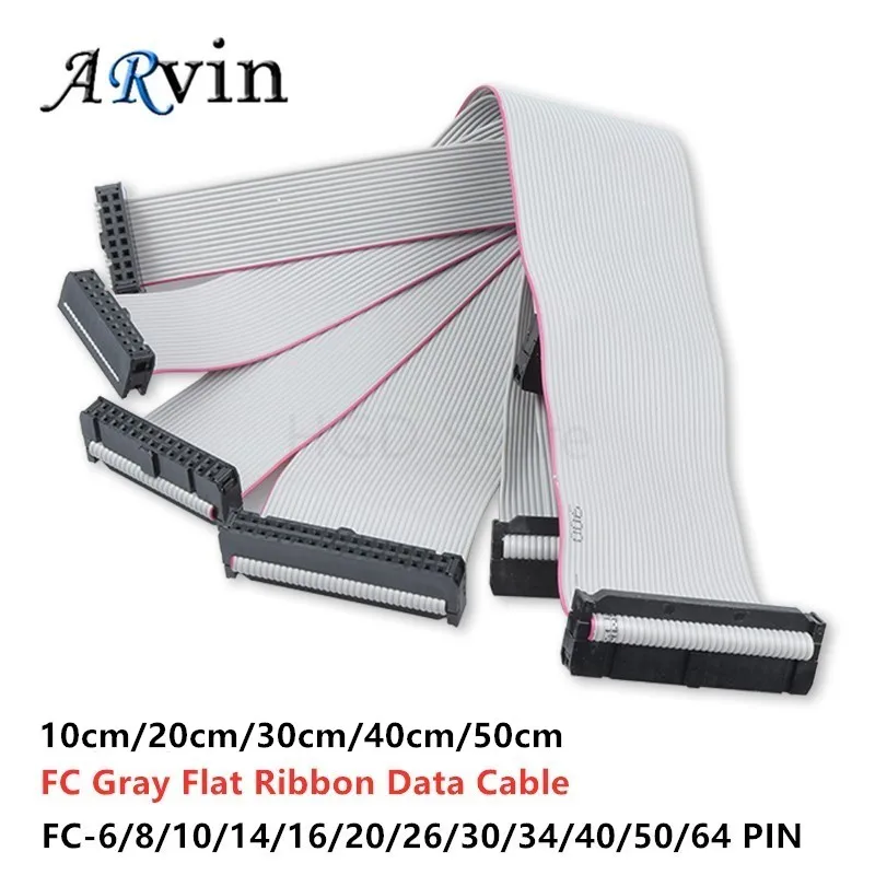 2,54 mm rozstup FC-6/8/10/14/16/20/24/40/50/64 PIN JTAG ISP Stiahnutie kábla Šedá plochá stuha Dátová kábel pre hlavičku DC3 IDC Box