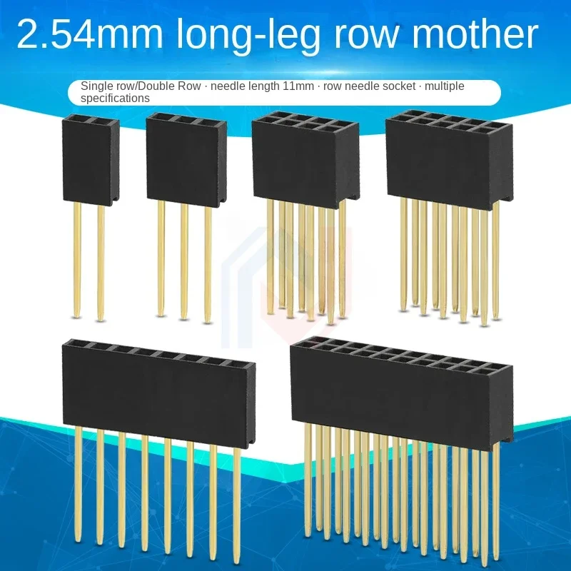 2,54 mm rozstup s jedným radom dvojitý riadok predĺžená samica hlavička hlavičky PIN dlhá pin zásuvka 11 mm dĺžka kolíka 2*2 3p 4p 5p 6p 8p 8p