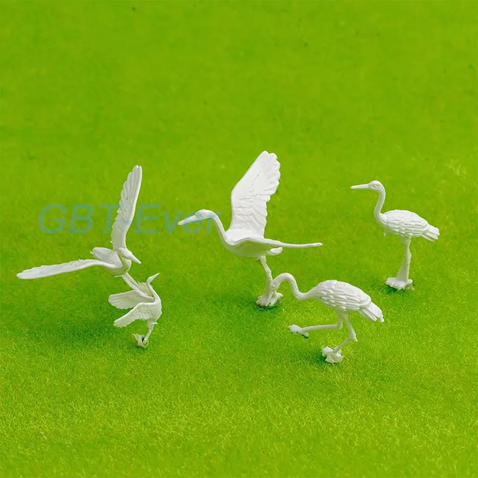 2/5ks biely červený korunovaný žeriav Model Mini Swan Birds postava plastová hračka dekor záhradná zoologická záhrada rozloženie miniatúrna krajina dekor