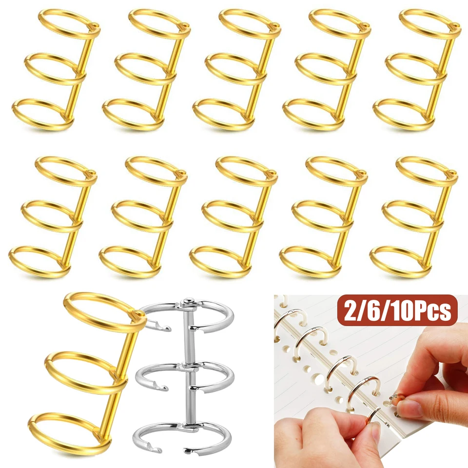2/6/10ks 3 Ring Metal Loose Leaf Spindters Book Rings Snap Split Hinged for DIY cestovný denník Photo album Notebook Väzbové chrbtice