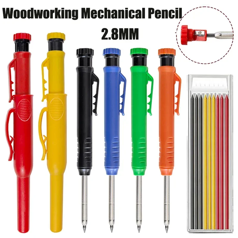 2,8 mm 6 farieb kreatívne drevárske automatické ceruzkové súpravy s perom 2B olovo hlboké diery značné inžinierstvo kreslenie pero