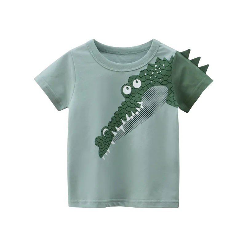 2-8T krokodíl tlačiarenské chlapci tričko Toddler Kid letné oblečenie s krátkym rukávom Cototn Trshirt pre chlapcov módne dojčatá Top Chidrens Tee