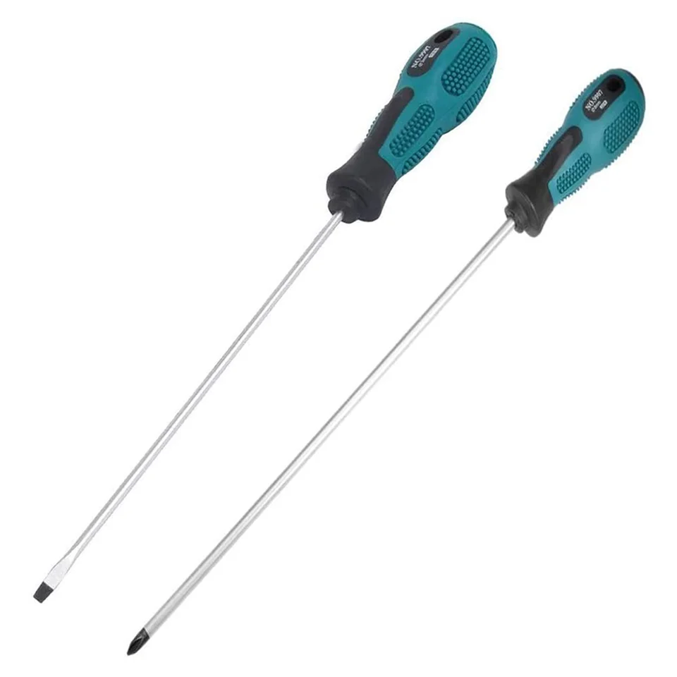 2 balenie 12 palcov dlhé štrbiny a Phillips Screwdriver Plochá čepeľ skrutkovač Magnetický skrutkovač s gumovou rukoväťou