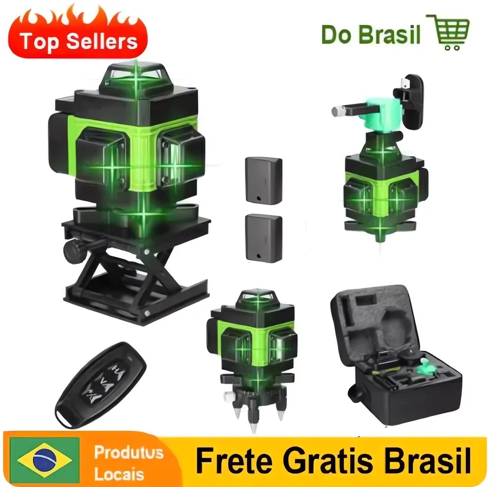 2 batérie laserová úroveň 8/12/16 Line Green Light High-Prection Automatická linka dodávaná z brazílskeho skladu