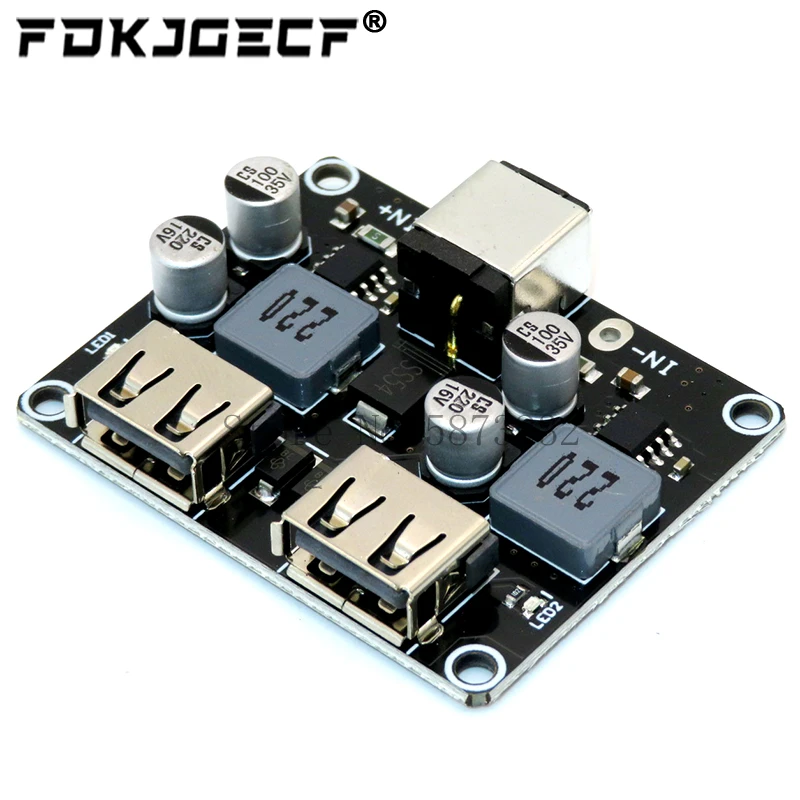 2-cesta USB QC3.0 QC2.0 USB DC-DC Buck Converter Nabíjanie Krok nadol Modul 6-32V 9V 12V 24V na rýchly rýchly nabíjací obvodový doska 5V