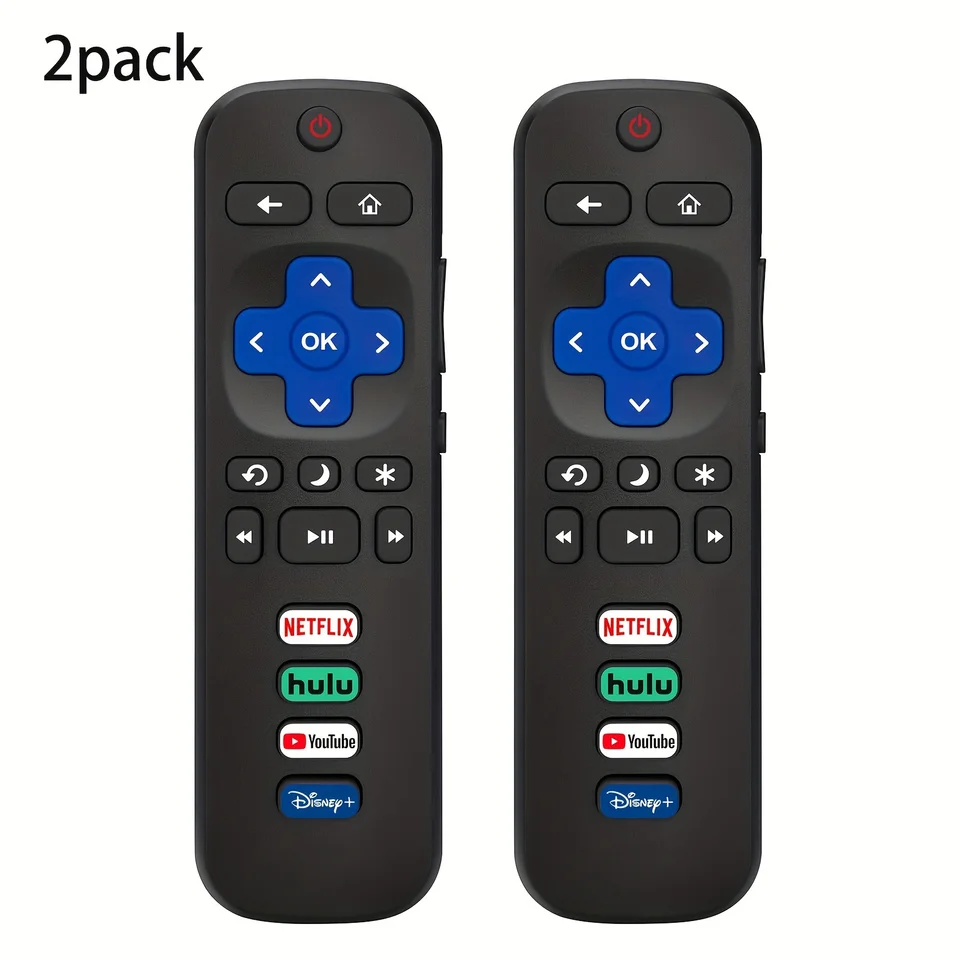 2 diaľkové ovládacie prvky kompatibilné s TCL Roku/Hisense Roku/Onn Roku/Philips Roku Smart TV (nevzťahuje sa na Rokustick a Box)