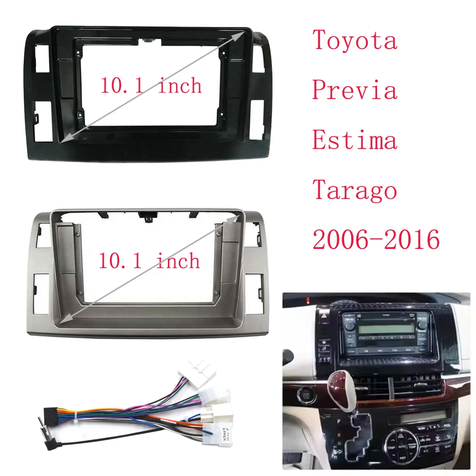 2 DIN 10,1 palca Car Android Radio Inštalácia GPS MP5 Plastový fasciálny panel rám pre Toyota Previa odhada Tarago LHD 2016+