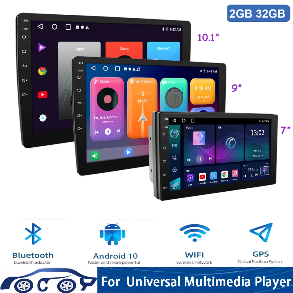 2 DIN 7/9/10 palca Android Car Radio 2G 32G Universal Multimedia Player CarPlay Android Auto Autoradio Stereo Bluetooth MP5 FM