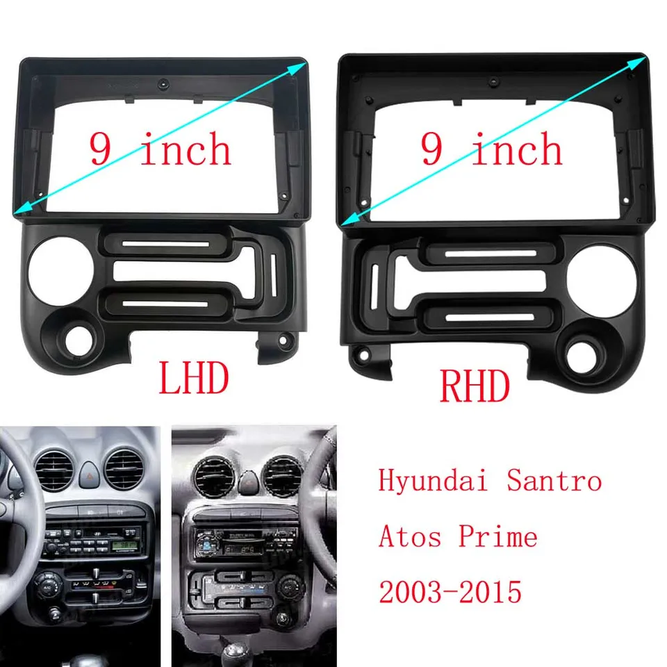 2 DIN 9 palcového inštalácie Android Radio Inštalácia GPS MP5 ABS PLAST FASCAL FASCION PANEL Rám pre HYUNDAI SANTRO ATOS PRIME 2003-2015