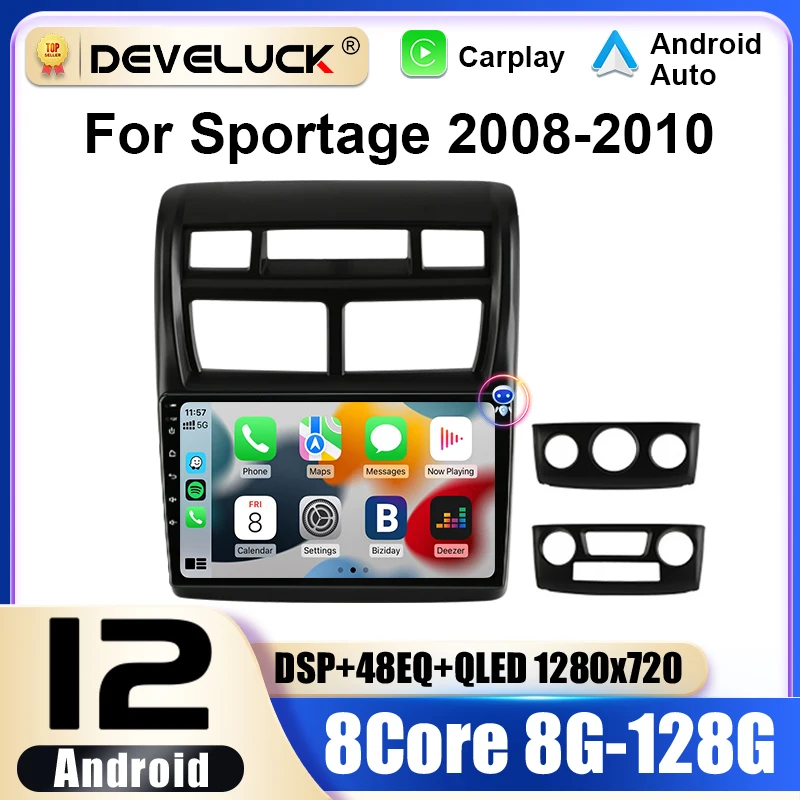 2 Din Android 12 Automobilové rádio pre Kia Sportage 2 2008 - 2010 Multimedia video prehrávač navigácia GPS 4G CarPlay Auto Stereo RDS DSP