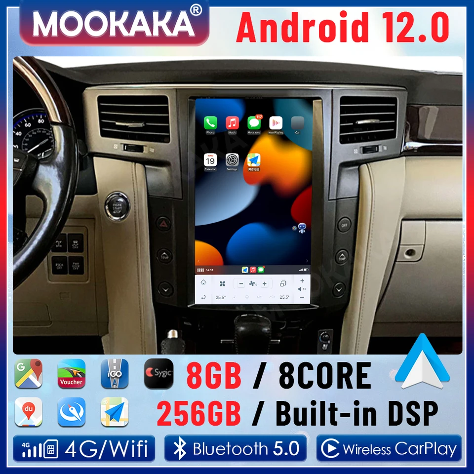 2 Din Android 13,0 8+256G pre LESUS LX570 2007-2015 Automobilový multimediálny hráč Auto stereofónny GPS navigačná jednotka DSP CarPlay DSP CarPlay
