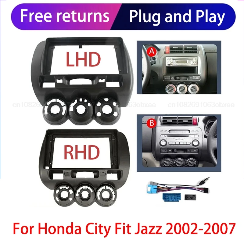 2 Din Android Head Unit Car Radio Rádiový súprava Honda Fit Jazz 2002-2008 Automatické stereofónne pomlčka plastový panel fascia čelný doskový doska