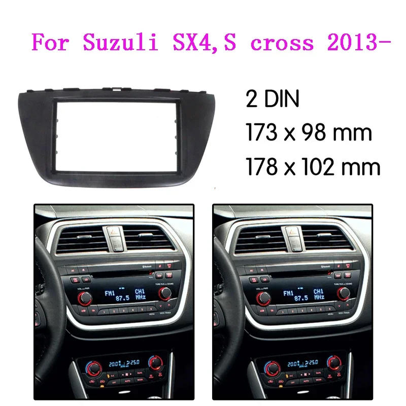 2 DIN Car Radio Fascia pre Suzuki SX4 S-Cross 2013-2017 Automatické stereofónne DVD DVD Dash Frame Kit Plast plastového panela