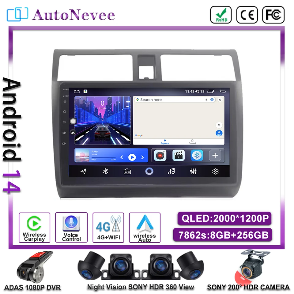 2 DIN Radio pre Suzuki Swift 2003 2005 2006 2007-2010 Android Auto 4G Multimedia GPS 2 DIN Autoradio CarPlay Radio Bluetooth