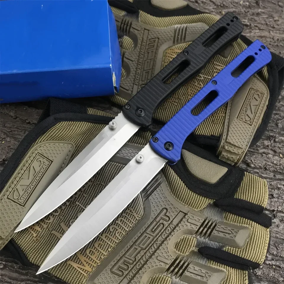 2 farby BM 417 Fakt Skladací nôž 9cr13mov Blade Nylon Wave Fiber Rukoväť poľovníckeho kempingu Rescue vreckový nôž pre mužov darček
