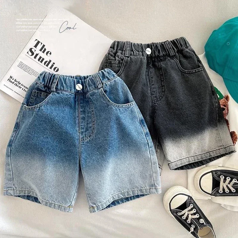 2 farby Príležitostné chlapci Denim Shorts Summer Nová móda Kórejská verzia Kory Detské nohavice narodeniny darček 2-8 rokov detské oblečenie