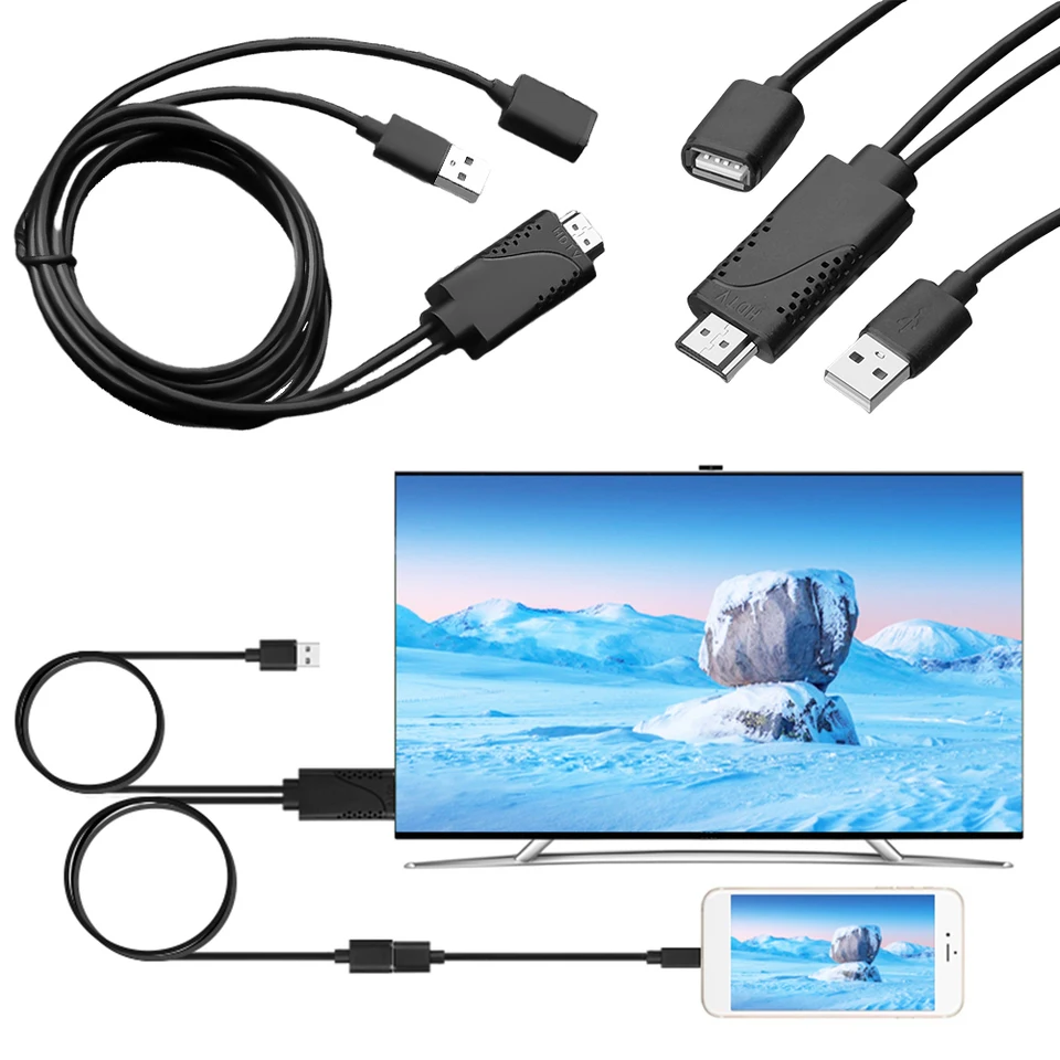 2 IN1 USB Žena až HDMI kompatibilný mužský adaptér HDTV Adapter Cable 1080p