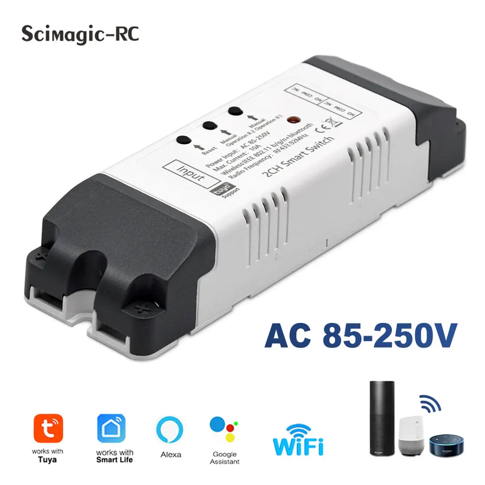 2 kanál TUYA SMART WIFI Elektrický lineárny ovládač motora ovládača, DC AC 12V 24V 32V Swit