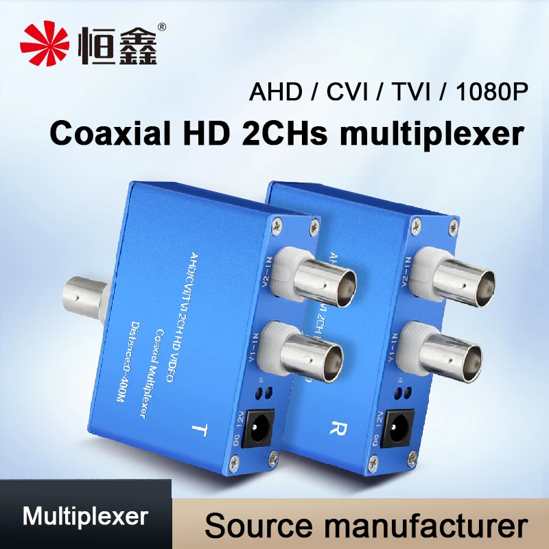 2 -kanálový koaxiálny HD Video Multiplexer pre AHD/CVI/TVI/Analógové kamery cez kábel One Line Prenáša dva signály