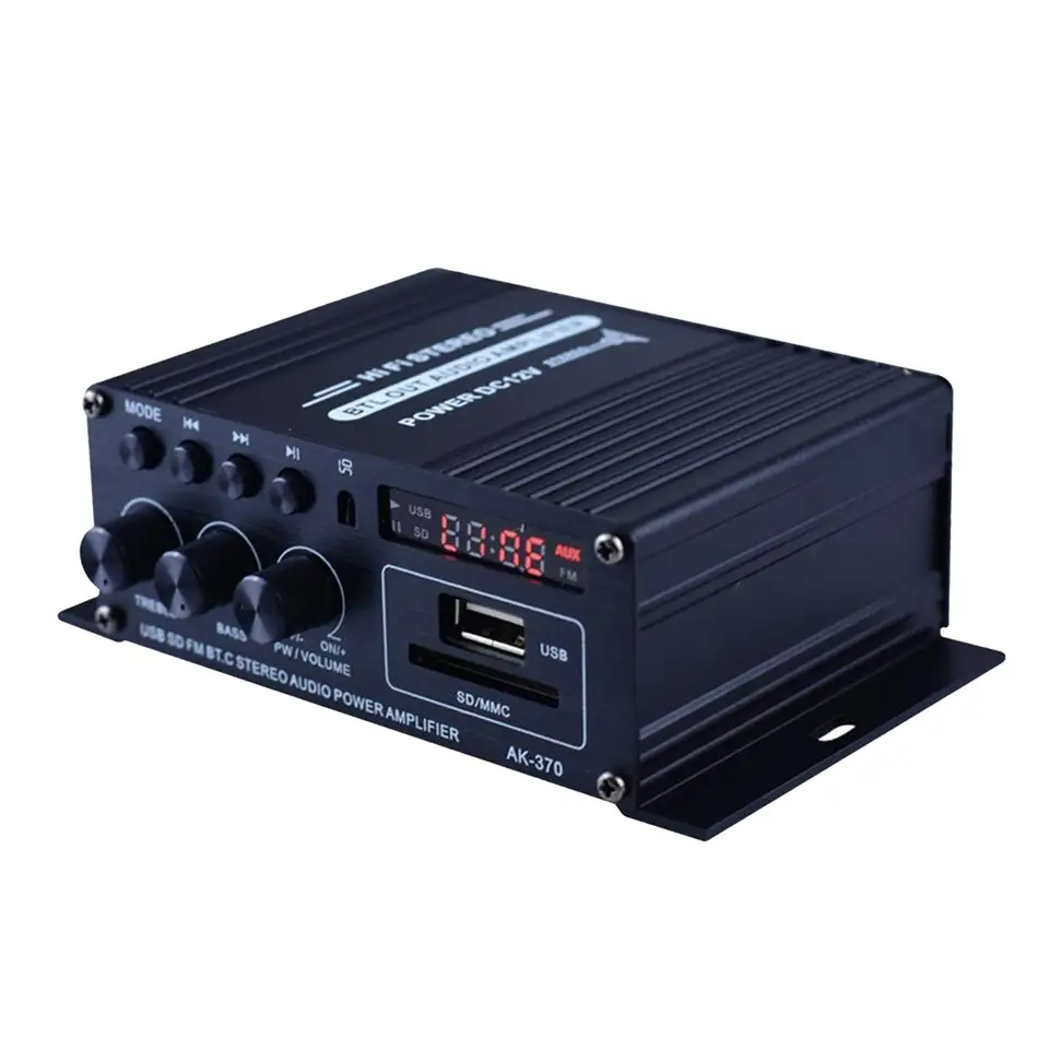 2 -kanálový mini audio zosilňovač AMP reproduktor 12, napájací adaptér nie je zahrnutý