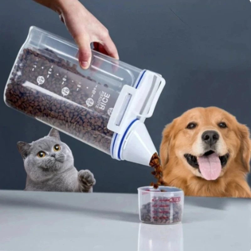 2 kg veľkú kapacitu psie mačky s výbuchou potravín s odmerkou šálkou nádoby, ktoré nie sú zapečatené vlhkosťou.
