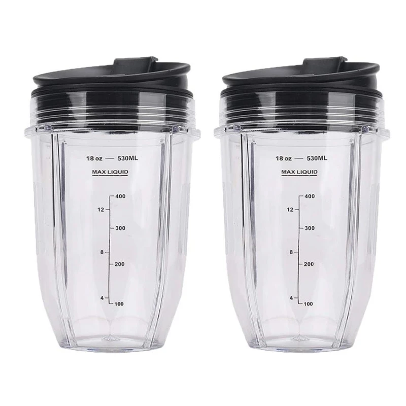 2 ks 18oz náhrady Ninja Blender Cups s vekom pre Ninja Auto IQ BL480 BL642 BL450 BL682 BL480, BL490, BL640 BL680