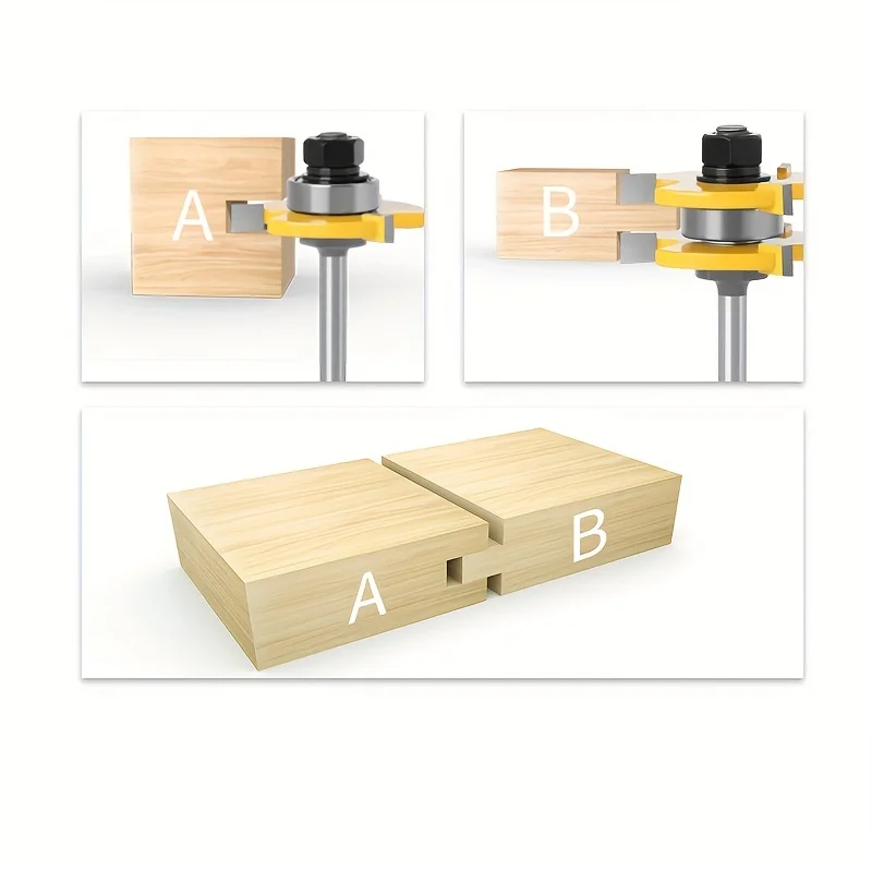 2 ks 8 mm stopka Vysoko kvalitná montáž jazyka a drážky Zostava kĺbu Router Bit Set 1-7/8 Stock Wood Rezatia nástroja