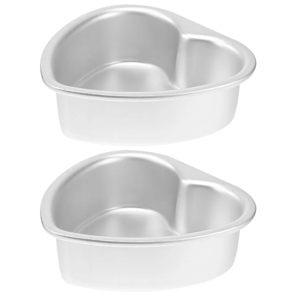 2 ks Bakeware Srdcový koláč pleseň Roaster Pany Pans Pans Pans pre rúru Hliník Mini tvarohový koláč